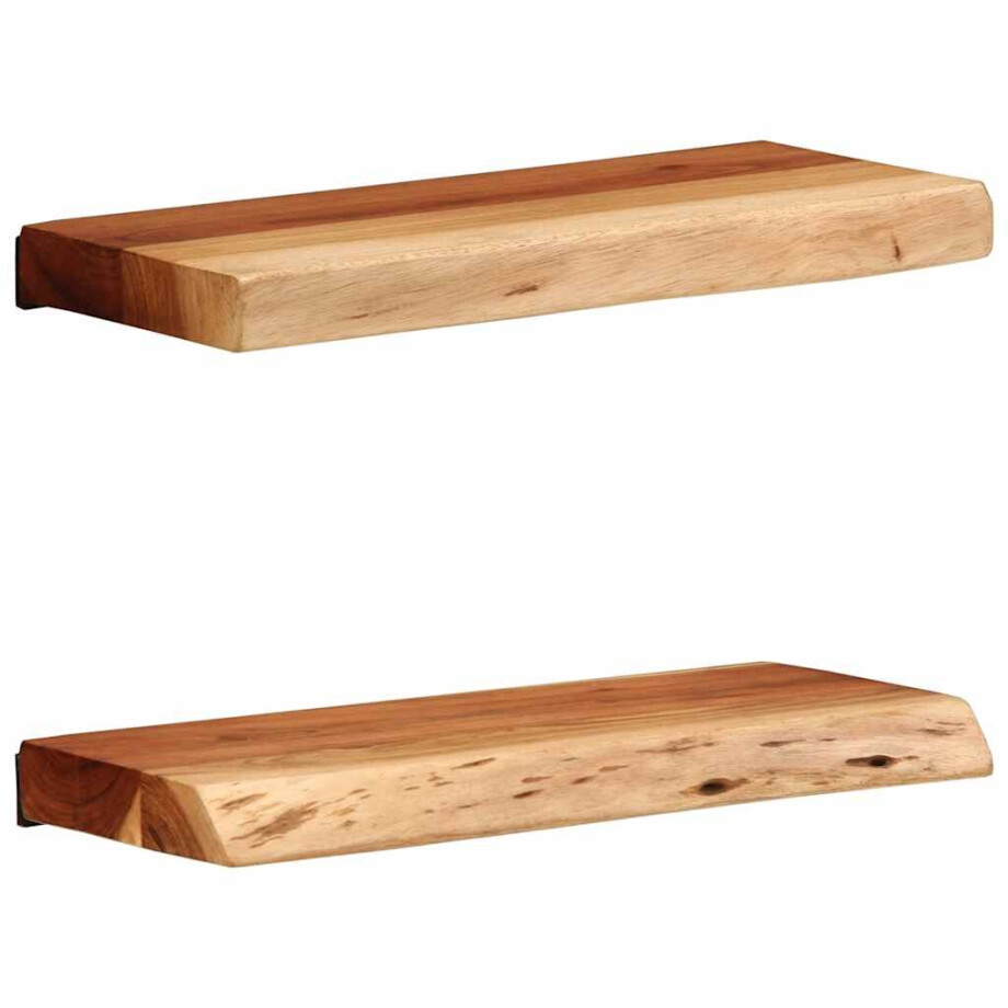 vidaXL Wandschappen 2 st 40x20x3,5 cm massief acaciahout afbeelding 1