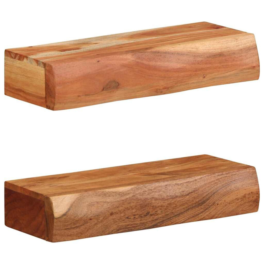 vidaXL Wandschappen 2 st 40x17x8 cm massief acaciahout vidaXL Wandschappen 2 st 40x17x8 cm massief acaciahout afbeelding 1