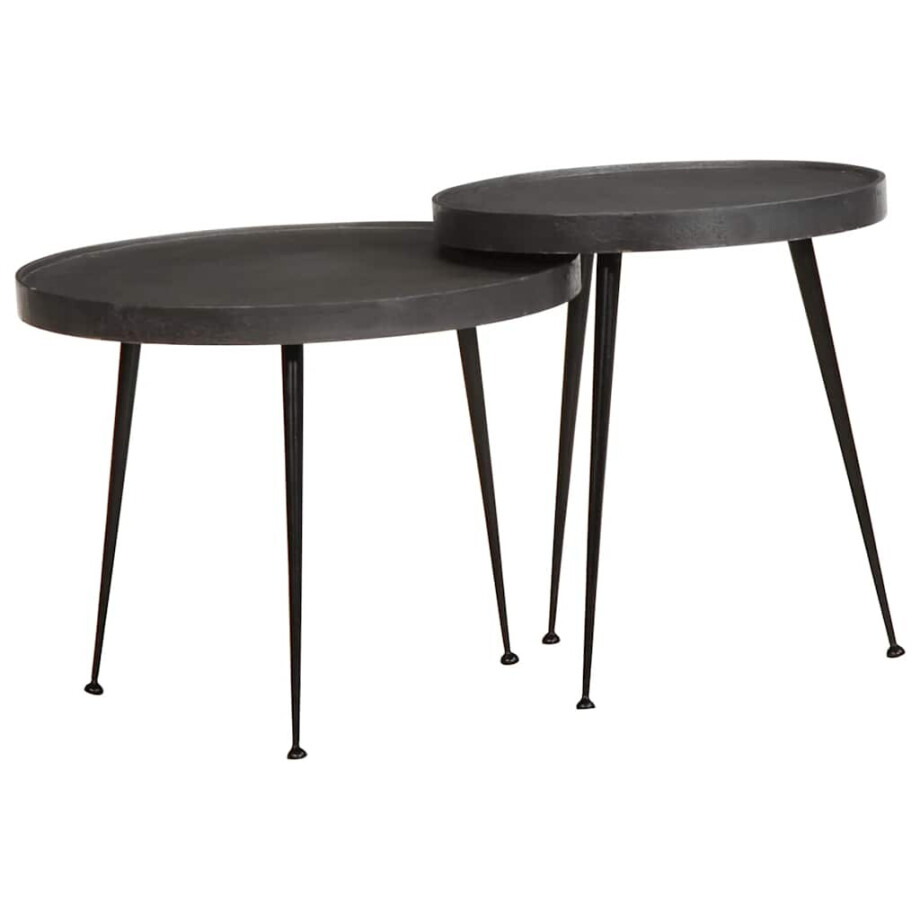 vidaXL Salontafel 2 stuks Zwart bewerkt hout vidaXL Salontafel 2 stuks Zwart bewerkt hout afbeelding 1