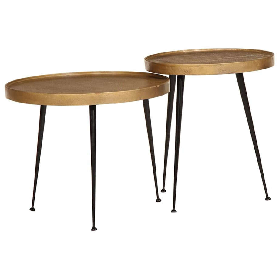 vidaXL Salontafel 2 stuks Gouden bewerkt hout vidaXL Salontafel 2 stuks Gouden bewerkt hout afbeelding 1