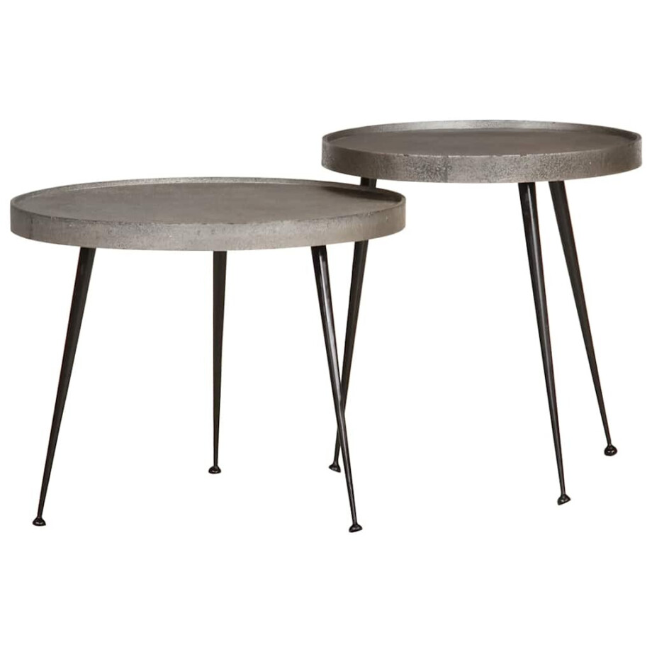vidaXL Salontafel 2 stuks zilverkleurig bewerkt hout vidaXL Salontafel 2 stuks zilverkleurig bewerkt hout afbeelding 1