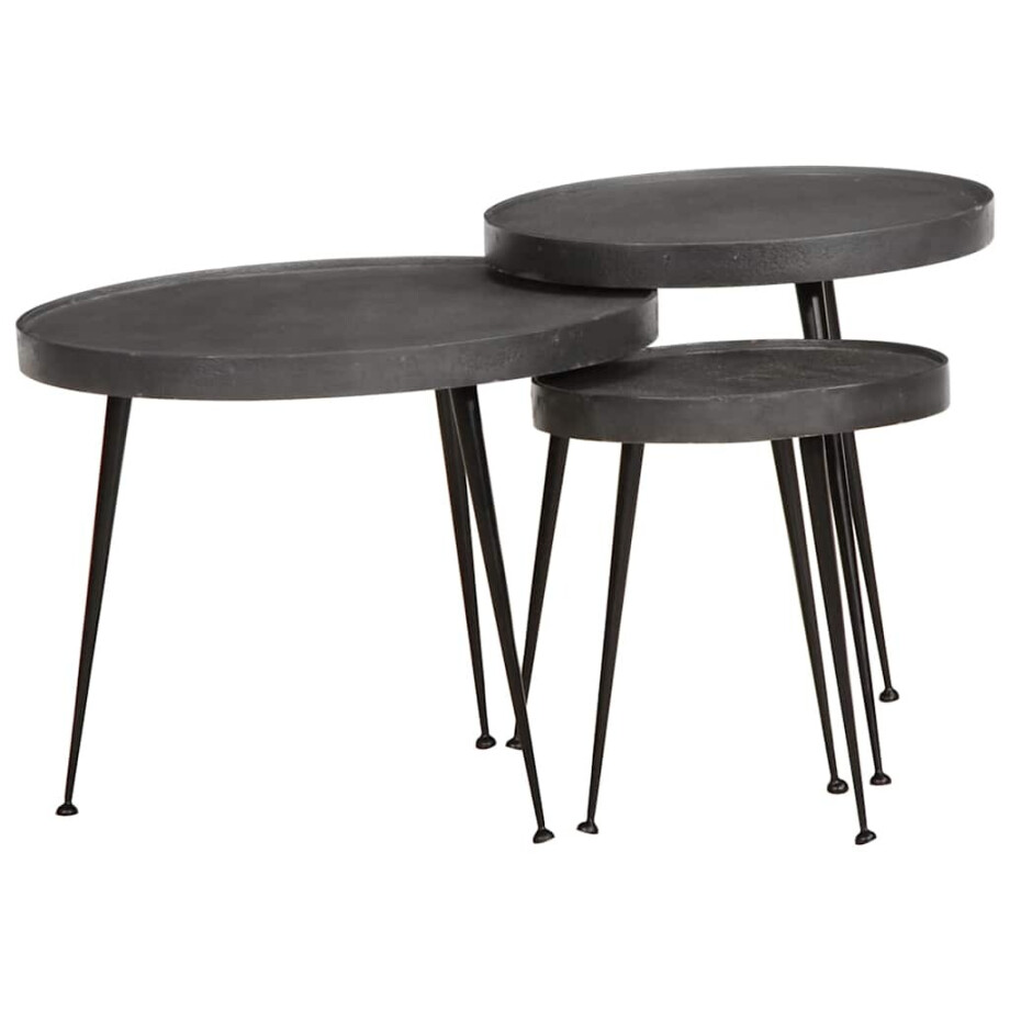 vidaXL Salontafel 3 stuks Zwart bewerkt hout afbeelding 1