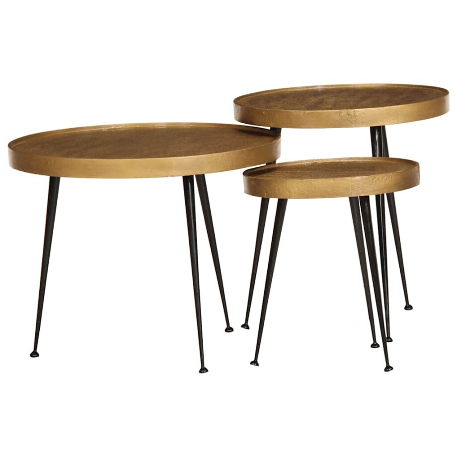 vidaXL Salontafel 3 stuks Goudkleurig bewerkt hout vidaXL Salontafel 3 stuks Goudkleurig bewerkt hout afbeelding 1