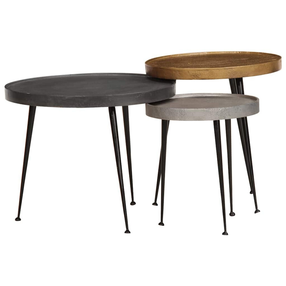 vidaXL Salontafel 3 stuks Multicolor Engineered Wood vidaXL Salontafel 3 stuks Multicolor Engineered Wood afbeelding 1