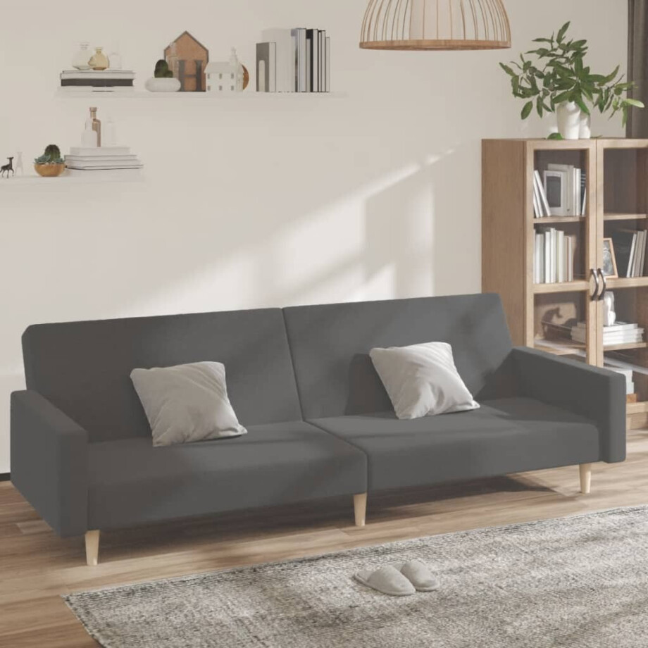 vidaXL Slaapbank 2-zits stof lichtgrijs afbeelding 1