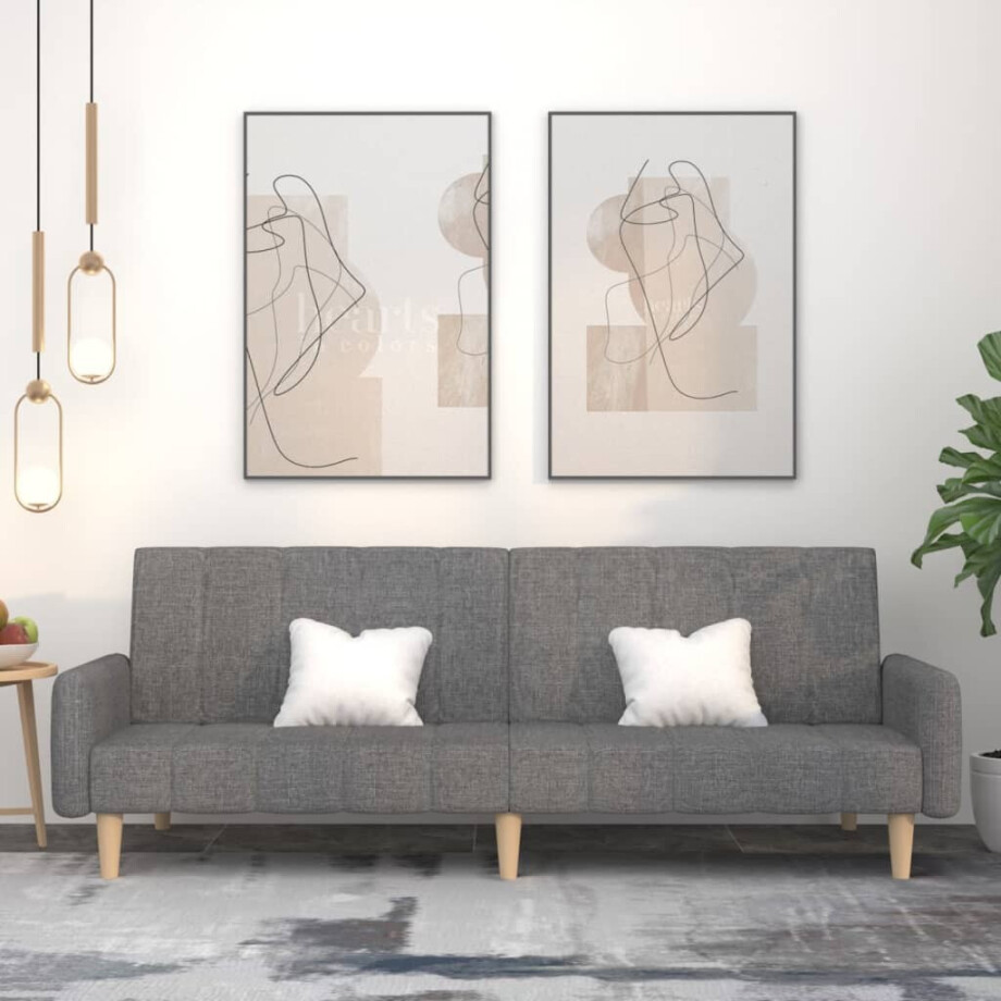 vidaXL Slaapbank 2-zits stof lichtgrijs vidaXL Slaapbank 2-zits stof lichtgrijs afbeelding 1