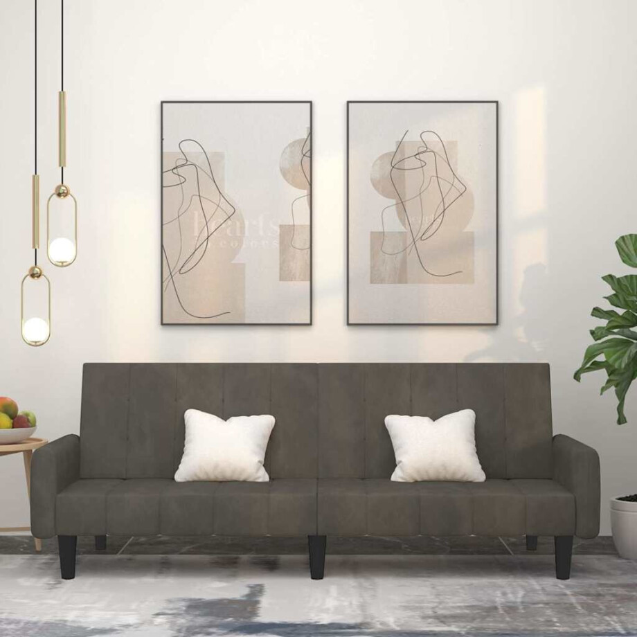 vidaXL Slaapbank 2-zits fluweel donkergrijs afbeelding 1