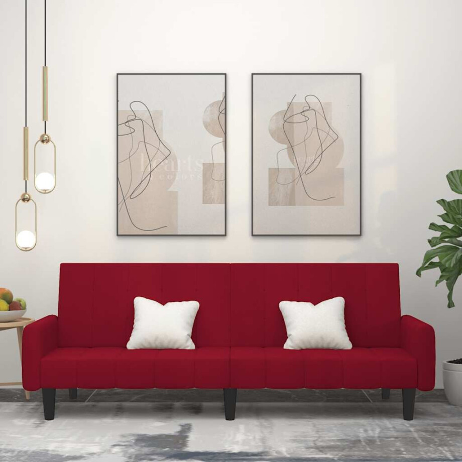 vidaXL Slaapbank 2-zits fluweel wijnrood afbeelding 1