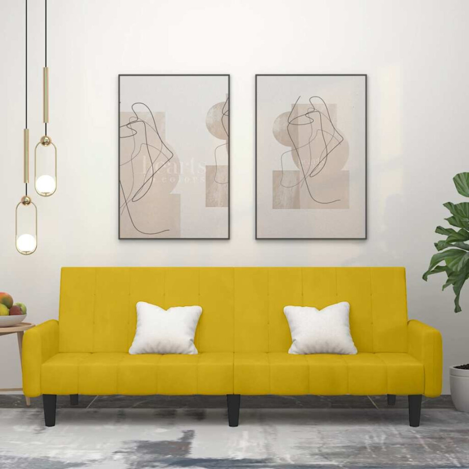 vidaXL Slaapbank 2-zits fluweel geel afbeelding 1