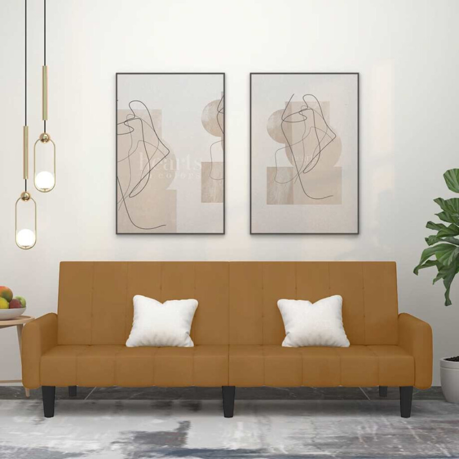 vidaXL Slaapbank 2-zits fluweel bruin vidaXL Slaapbank 2-zits fluweel bruin afbeelding 1