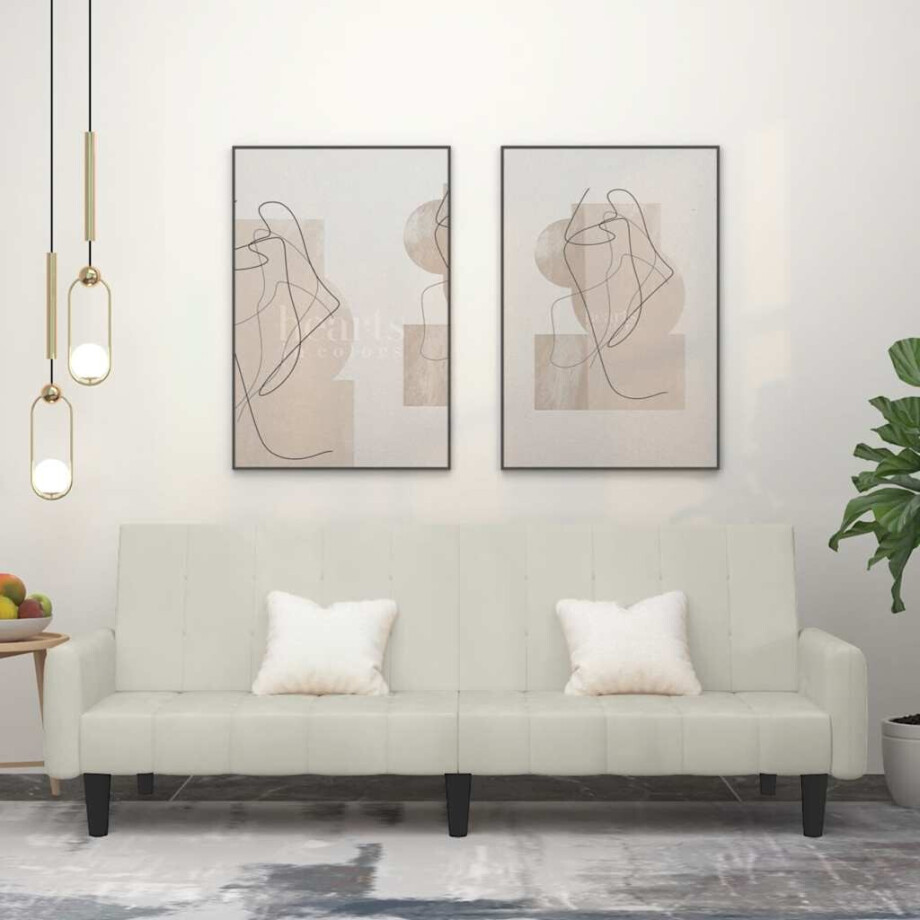 vidaXL Slaapbank 2-zits fluweel crèmekleurig vidaXL Slaapbank 2-zits fluweel crèmekleurig afbeelding 1