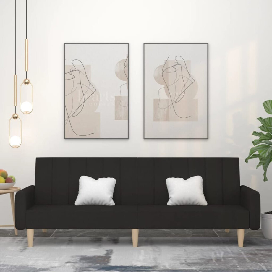 vidaXL Slaapbank 2-zits stof zwart afbeelding 1