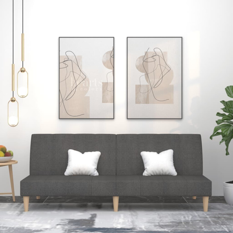 vidaXL Slaapbank 2-zits stof donkergrijs afbeelding 1