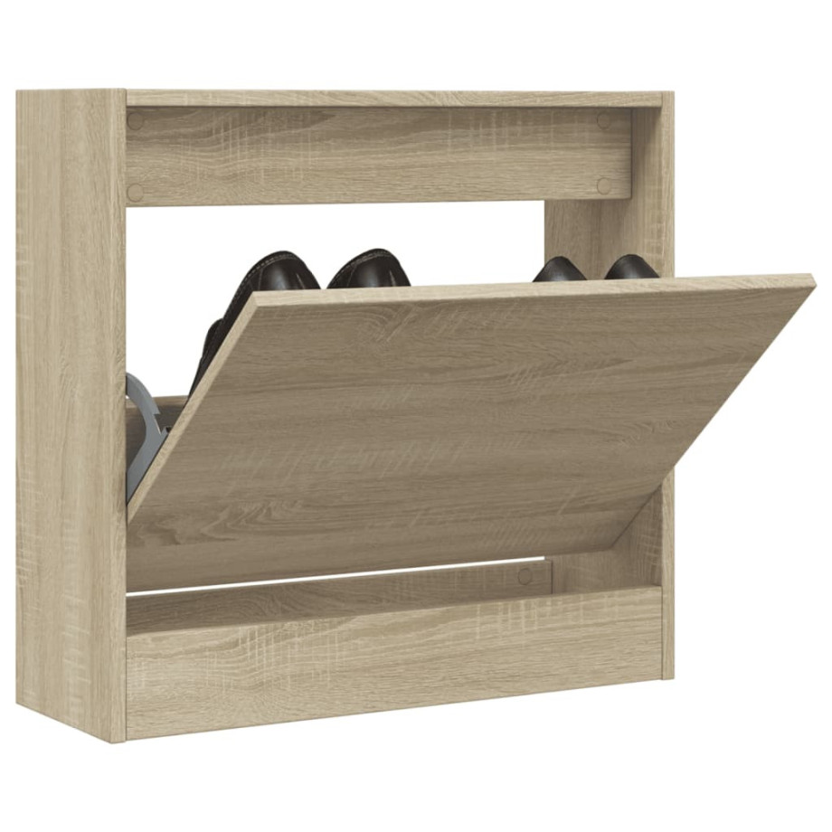 vidaXL Schoenenkast 60x21x57 cm bewerkt hout sonoma eikenkleurig afbeelding 1