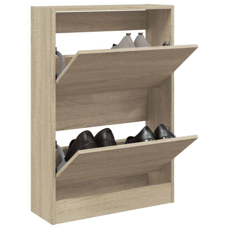 vidaXL Schoenenkast 60x21x87,5 cm bewerkt hout sonoma eikenkleurig afbeelding 1