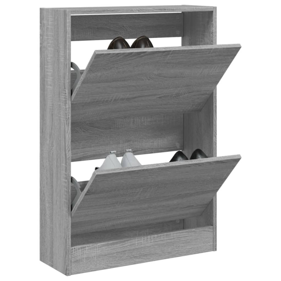 vidaXL Schoenenkast 60x21x87,5 cm bewerkt hout grijs sonoma eikenkleur afbeelding 1