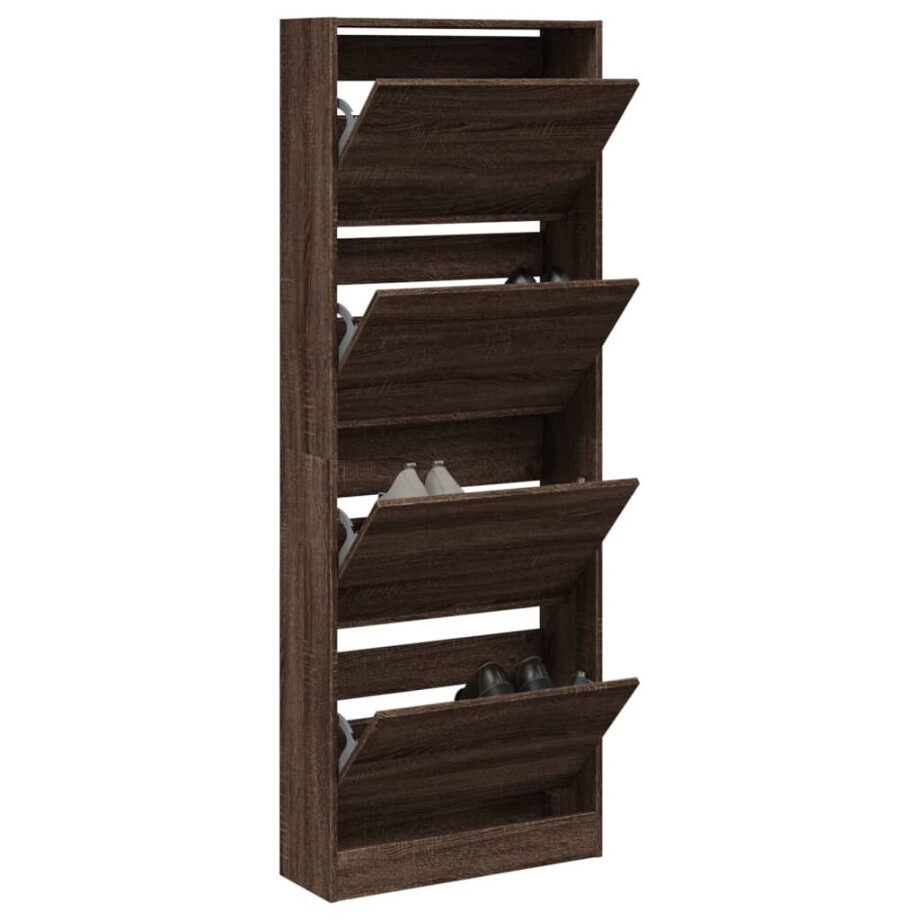 vidaXL Schoenenkast 60x21x163,5 cm bewerkt hout bruin eikenkleur vidaXL Schoenenkast 60x21x163,5 cm bewerkt hout bruin eikenkleur afbeelding 1