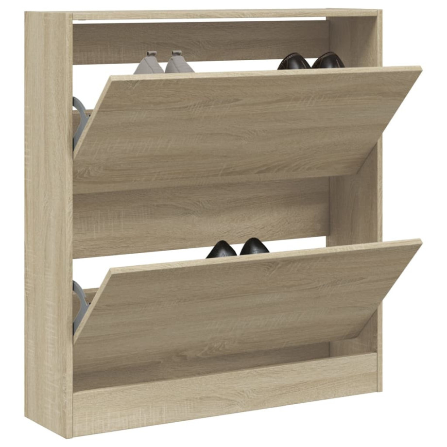 vidaXL Schoenenkast 80x21x87,5 cm bewerkt hout sonoma eikenkleurig afbeelding 1