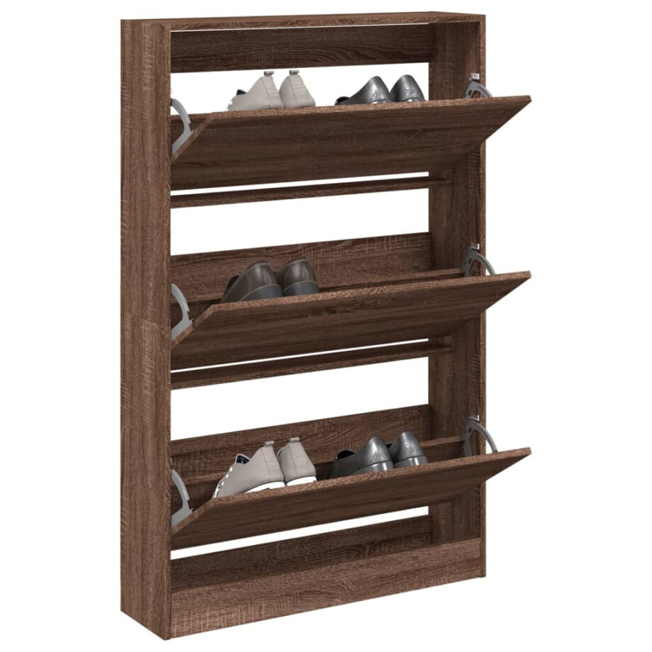 vidaXL Schoenenkast 80x21x125,5 cm bewerkt hout bruin eikenkleur vidaXL Schoenenkast 80x21x125,5 cm bewerkt hout bruin eikenkleur afbeelding 1