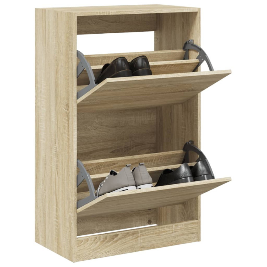 vidaXL Schoenenkast 60x34x96,5 cm bewerkt hout sonoma eikenkleurig afbeelding 1