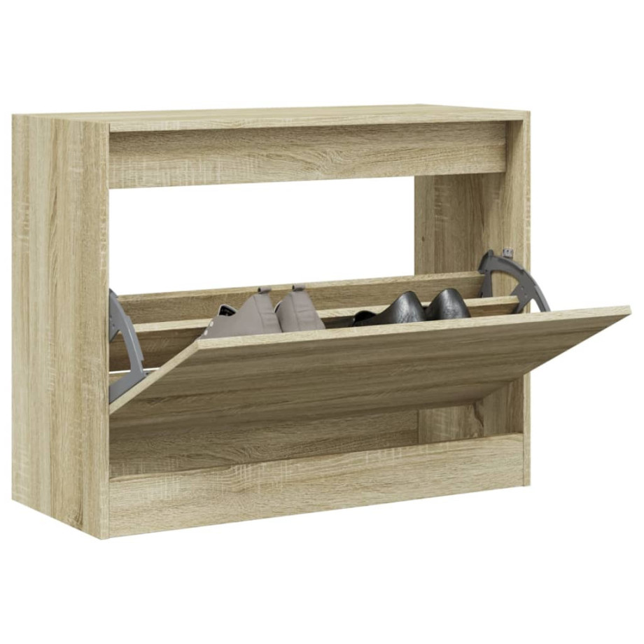 vidaXL Schoenenkast 80x34x63 cm bewerkt hout sonoma eikenkleurig afbeelding 1