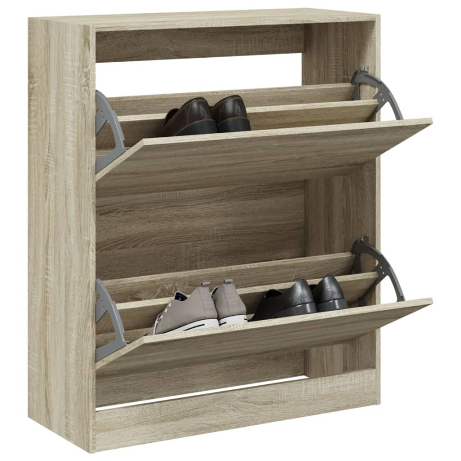 vidaXL Schoenenkast 80x34x96,5 cm bewerkt hout sonoma eikenkleurig afbeelding 1