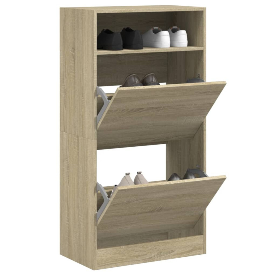 vidaXL Schoenenkast 60x34x116 cm bewerkt hout sonoma eikenkleurig afbeelding 1