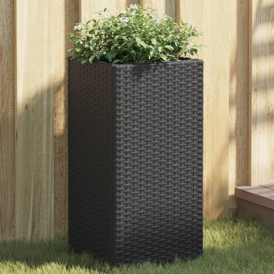 vidaXL Plantenbak 30x30x60 cm poly rattan zwart afbeelding 1
