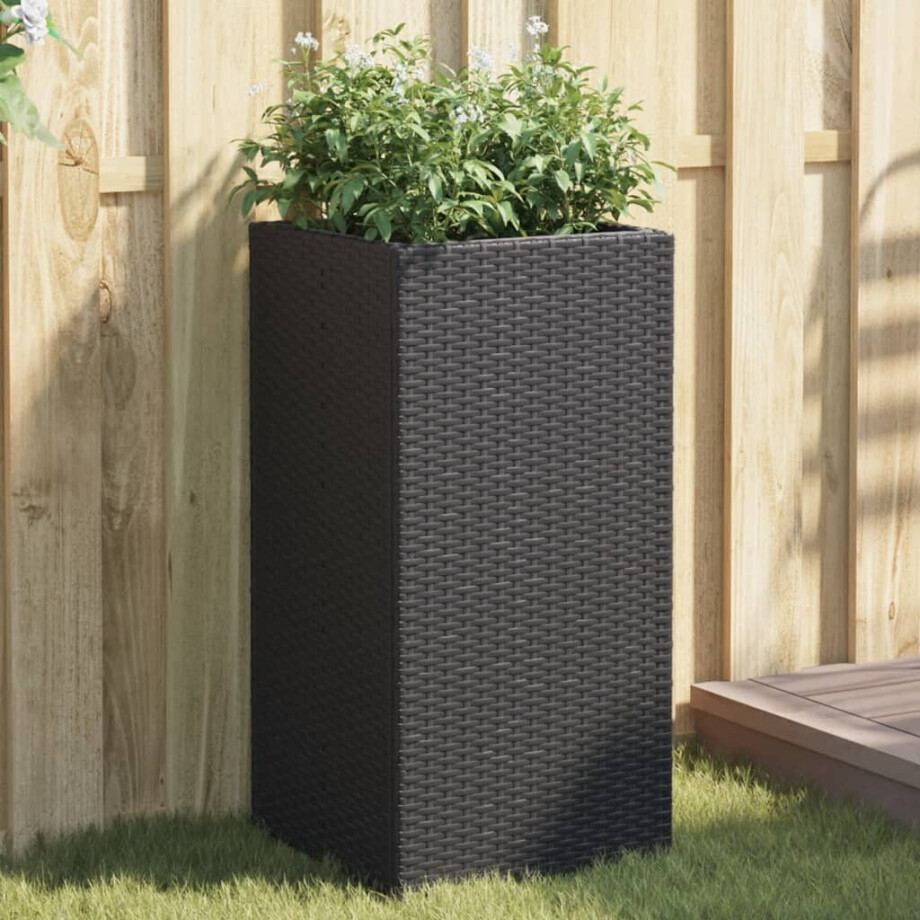 vidaXL Plantenbak 40x40x80 cm poly rattan zwart afbeelding 1