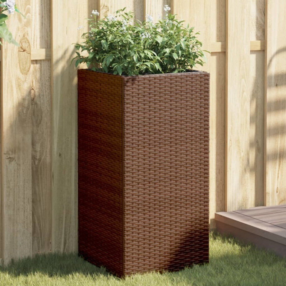 vidaXL Plantenbak 40x40x80 cm poly rattan bruin vidaXL Plantenbak 40x40x80 cm poly rattan bruin afbeelding 1
