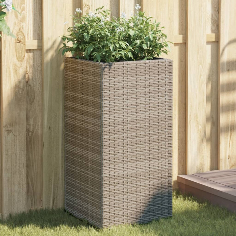 vidaXL Plantenbak 40x40x80 cm poly rattan grijs afbeelding 1