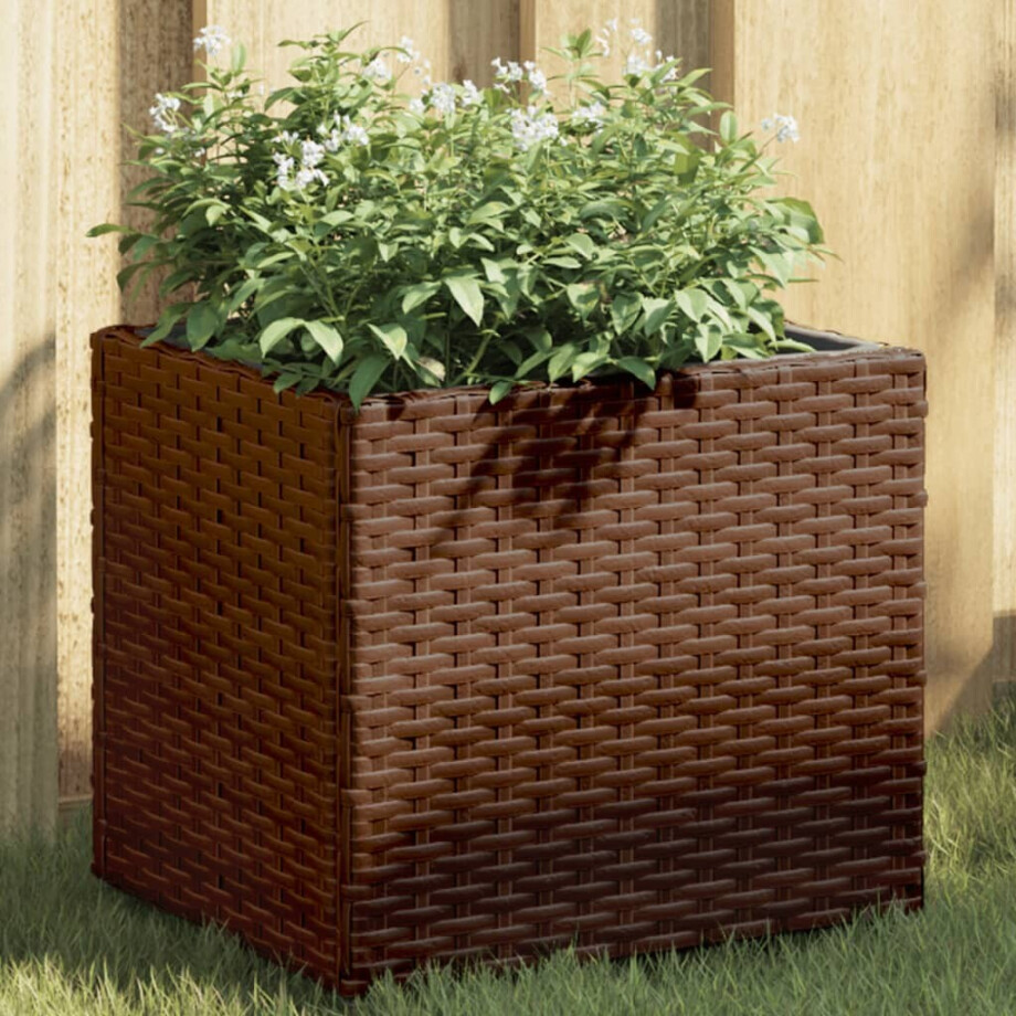 vidaXL Plantenbak 36x30x32 cm poly rattan bruin vidaXL Plantenbak 36x30x32 cm poly rattan bruin afbeelding 1