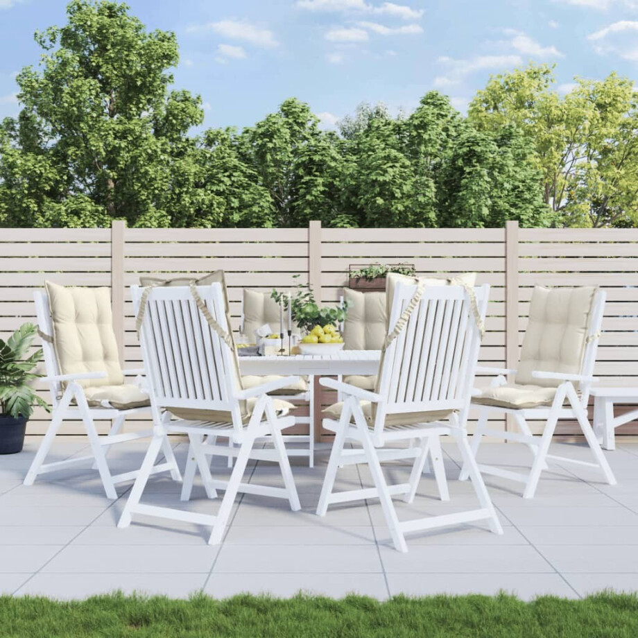 vidaXL Stoelkussens 6 st hoge rug oxford stof crèmekleurig afbeelding 1