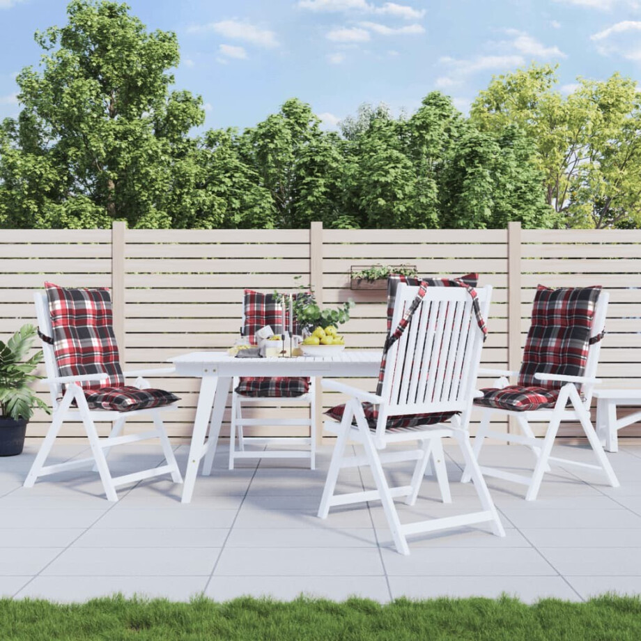 vidaXL Stoelkussens 4 st hoge rug ruitpatroon oxford stof rood afbeelding 1