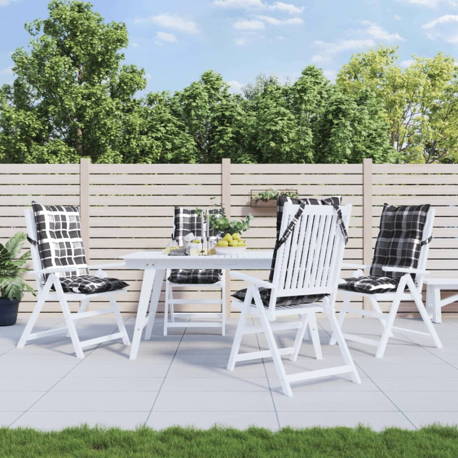 vidaXL Stoelkussens 4 st hoge rug ruitpatroon oxford stof grijs afbeelding 1