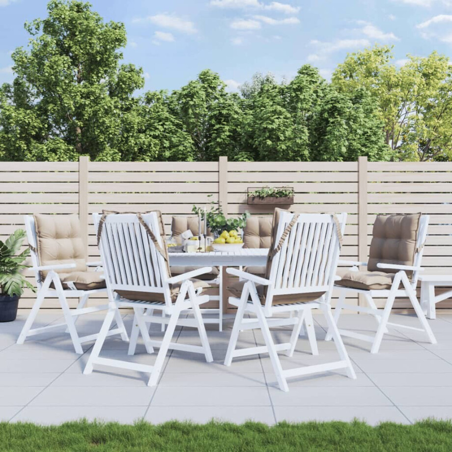 vidaXL Stoelkussens 6 st lage rug oxford stof taupe afbeelding 1