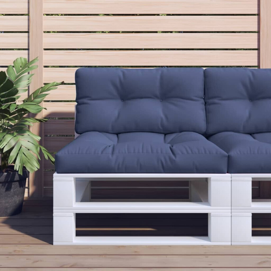 vidaXL Palletkussen 120x40x12 cm stof marineblauw afbeelding 1