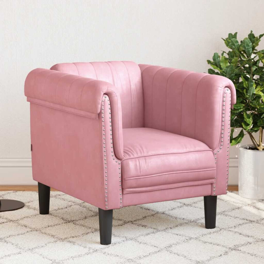 vidaXL Fauteuil fluweel roze vidaXL Fauteuil fluweel roze afbeelding 1