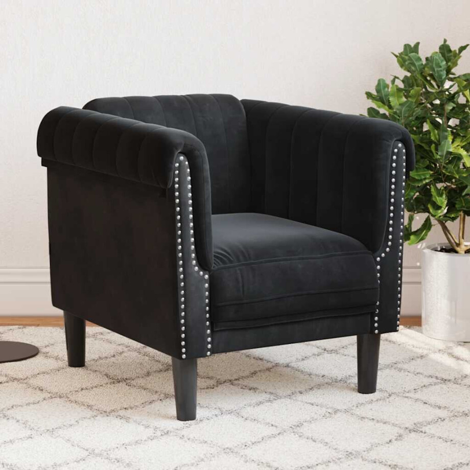 vidaXL Fauteuil fluweel zwart afbeelding 1