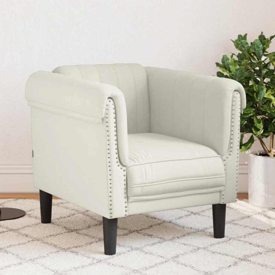 vidaXL Fauteuil fluweel crèmekleurig vidaXL Fauteuil fluweel crèmekleurig afbeelding 1