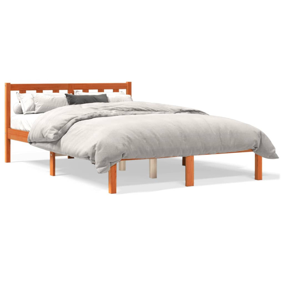 vidaXL Bed met matras massief grenenhout wasbruin 140x190 cm vidaXL Bed met matras massief grenenhout wasbruin 140x190 cm afbeelding 1