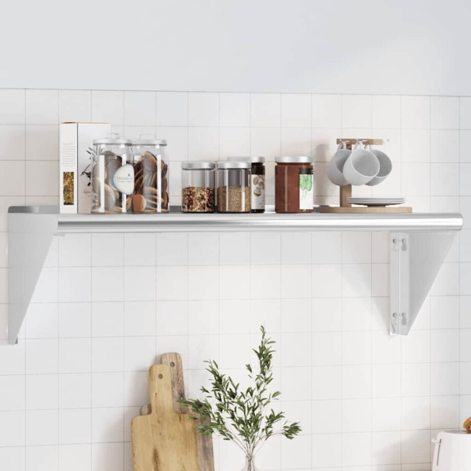 vidaXL Wandschap 100x30x31 cm roestvrijstaal zilverkleurig vidaXL Wandschap 100x30x31 cm roestvrijstaal zilverkleurig afbeelding 1