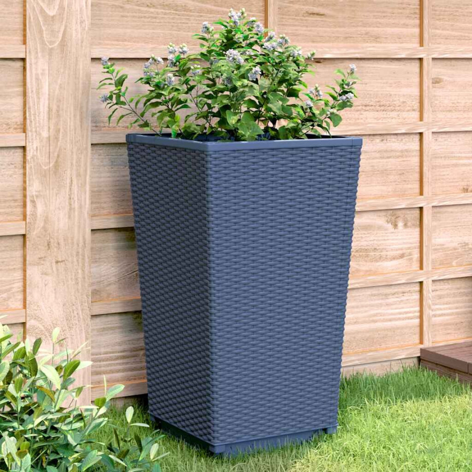 vidaXL Plantenbakken 4 st 32,5x32,5x57 cm polypropeen blauwgrijs afbeelding 1