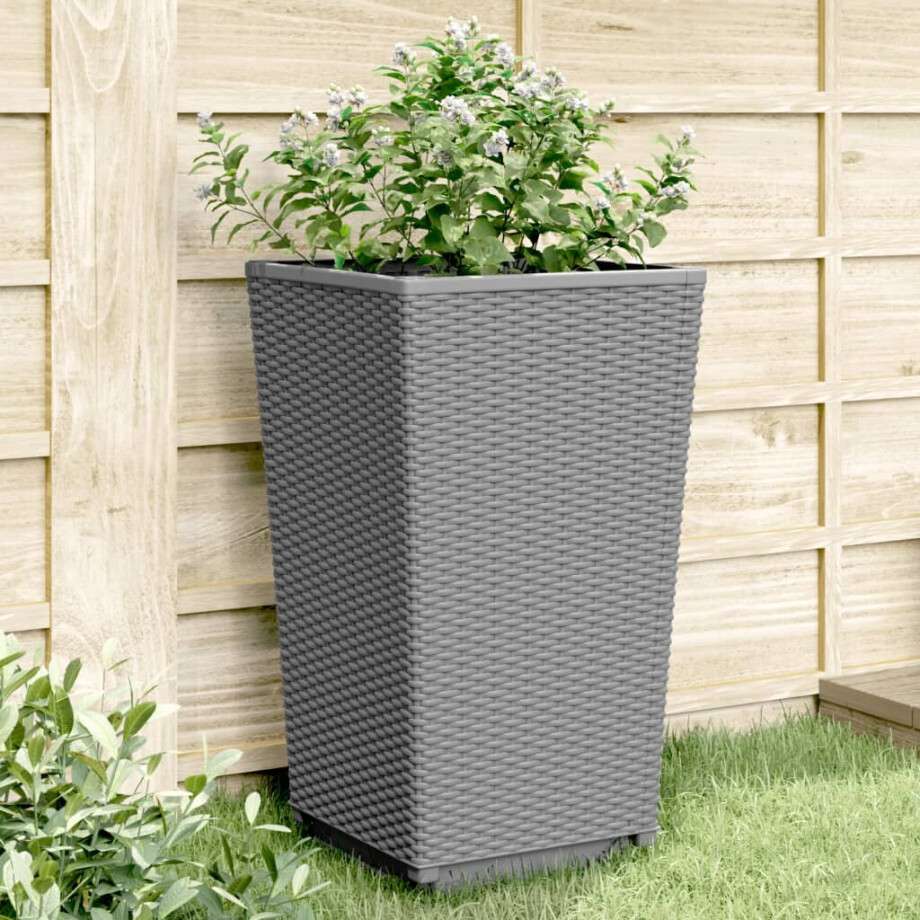 vidaXL Plantenbakken 4 st 32,5x32,5x57 cm polypropeen lichtgrijs afbeelding 1