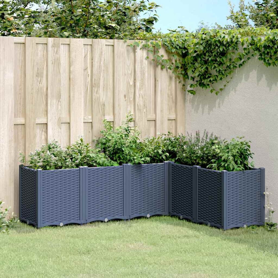 vidaXL Plantenbak 160x120x53 cm polypropeen blauwgrijs afbeelding 1