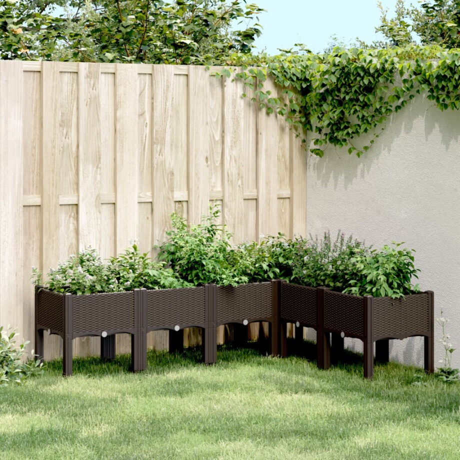 vidaXL Plantenbak met poten 160x120x42 cm polypropeen bruin afbeelding 1