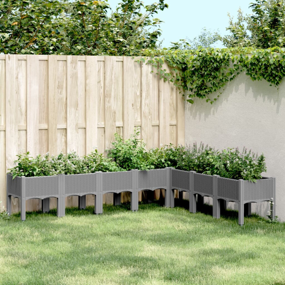 vidaXL Plantenbak met poten 200x160x42 cm polypropeen lichtgrijs vidaXL Plantenbak met poten 200x160x42 cm polypropeen lichtgrijs afbeelding 1