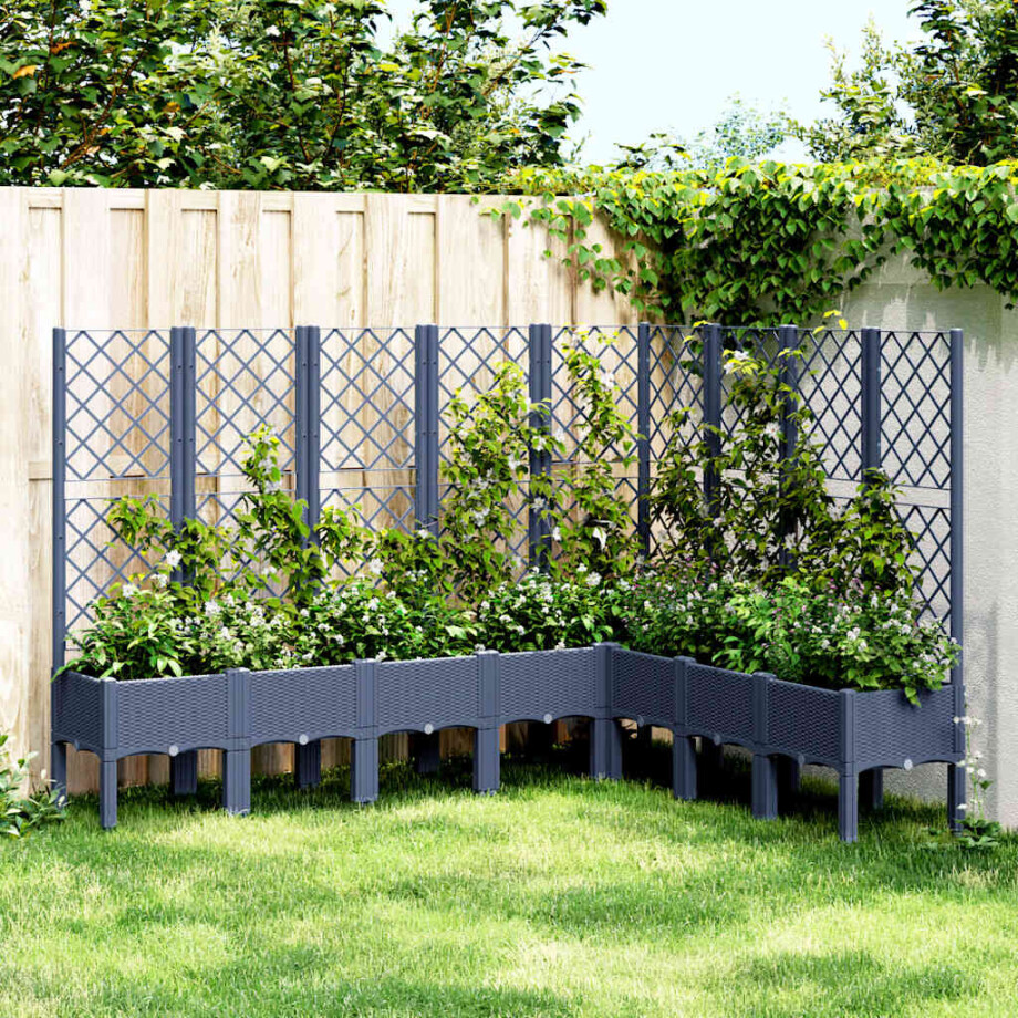 vidaXL Plantenbak met latwerk 200x160x142 cm polypropeen blauwgrijs vidaXL Plantenbak met latwerk 200x160x142 cm polypropeen blauwgrijs afbeelding 1
