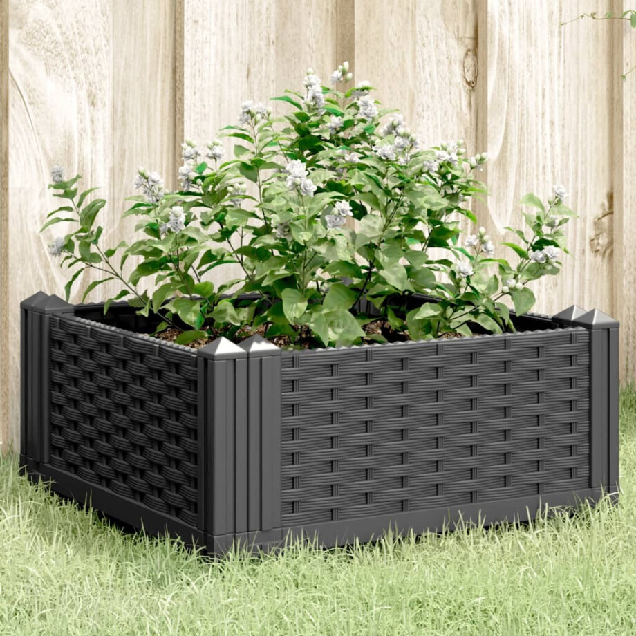 vidaXL Plantenbak met pinnen 42,5x42,5x28,5 cm polypropeen zwart afbeelding 1