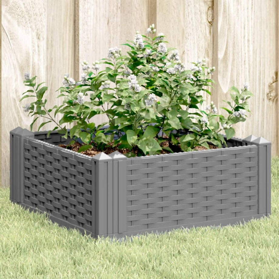 vidaXL Plantenbak met pinnen 42,5x42,5x28,5 cm polypropeen lichtgrijs afbeelding 1